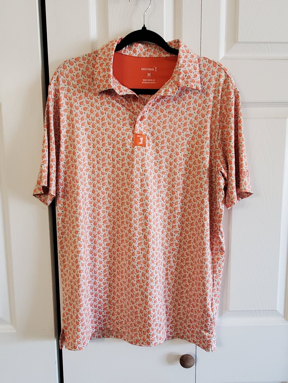 BOGEYBROS MED WOMENS GOLF SHIRT. SHORT SLEEVES.  PEACHES